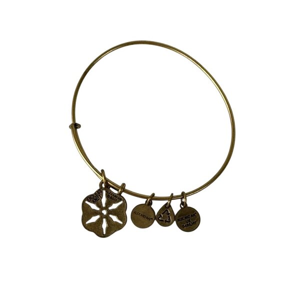 Alex and Ani Endless Knot Charm Gold Tone Bangle Braclet Made in the USA - Picture 4 of 5
